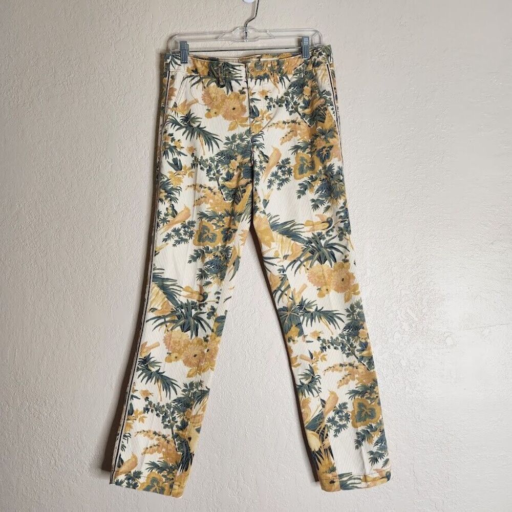 Chino by Anthropologie Pants Womens 29 Orange Floral Tropical Print Relaxed